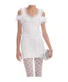 Self-portrait Knit Ruffle Mini Dress In White