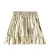 Self-portrait Fringed Lamé Skirt In Gold