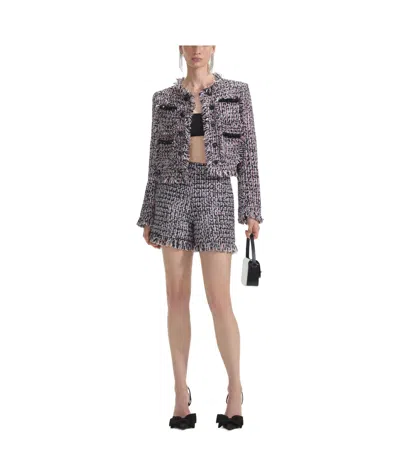 Self-portrait Fringed Loop Shorts In Gray