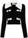 Self-portrait Front Slip Pocket Cropped Jumper In Black