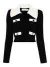 Self-portrait Front Slip Pocket Cropped Jumper In Black