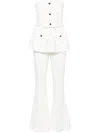 Self-portrait Strapless Belted Embellished Stretch-crepe Jumpsuit