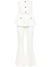 Self-portrait Strapless Belted Embellished Stretch-crepe Jumpsuit In White