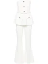 Self-portrait Strapless Belted Embellished Stretch-crepe Jumpsuit In White