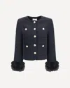 Self-portrait Faux Fur-cuff Buttoned Jacket In Black
