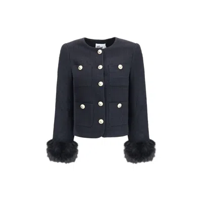 SELF-PORTRAIT FUR CUFFED WOMEN'S JACKET
