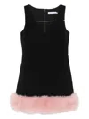 Self-portrait Fur-trimmed Sleeveless Dress In Multi