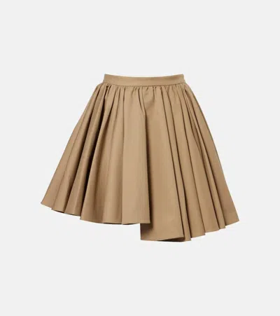 Self-portrait Gathered Cotton Miniskirt In Nude