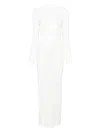 Self-portrait Gathered Jersey Maxi Dress In White