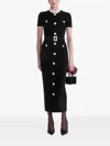 Self-portrait Womens Black Crystal-embellished Lace-trim Chenille-knit Midi Dress In Black