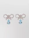 Self-portrait Self Portrait Women Silver Micro Bow Blue Droplet Earrings