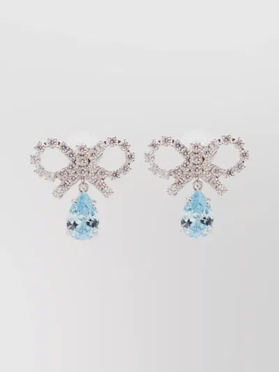 SELF-PORTRAIT GEMSTONE TEARDROP CRYSTAL BOW EARRINGS
