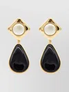 Self-portrait Geometric Drop Earrings Pearl Detail In Gold
