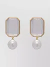 Self-portrait Crystal Pearl Tiered Earrings Accessories In Grey