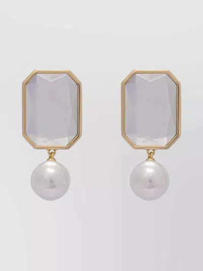 SELF-PORTRAIT GEOMETRIC FRAME PEARL EARRINGS