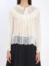 Self-portrait Georgette Lace Blouse In White