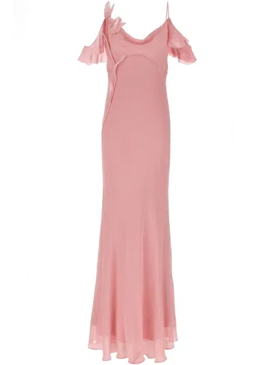 Self-portrait Georgette Flower Maxi Dress In Pink