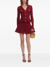 Self-portrait Self Portrait Women Burgundy Pointelle Knit Long-sleeved Mini Dress In Red