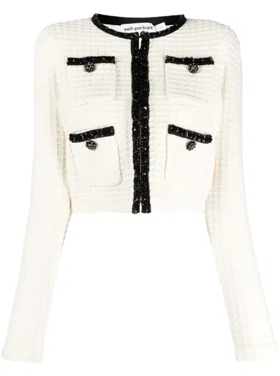 Self-portrait Cropped Jacket In White