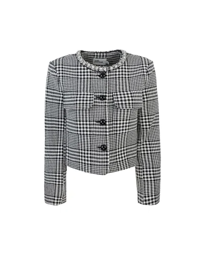 SELF-PORTRAIT GIACCA HOUNDSTOOTH CRYSTAL TRIM