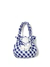 Self-portrait Gingham-check Ruffled Bag In Blue