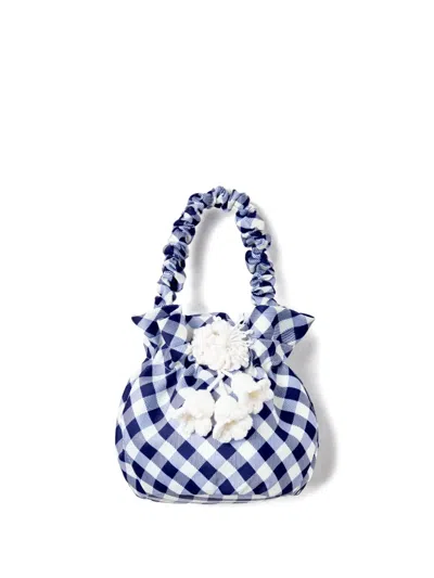 Self-portrait Kids' Gingham-check Ruffled Bag In Blue