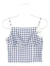 Self-portrait Gingham Floral-embellished Top In Blue