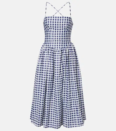 Self-portrait Gingham Midi Dress In Blue