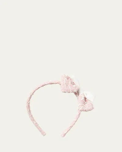 Self-portrait Kids' Girl's Boucle Bow Headband In Pink