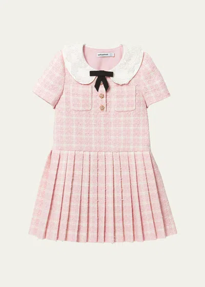 Self-portrait Kids' Little Girl's & Girl's Check Boucle Minidress In Pink