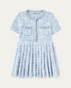 Self-portrait Embellished Tweed Dress In Blue