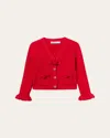 Self-portrait Ribbed-knit Cardigan In Red