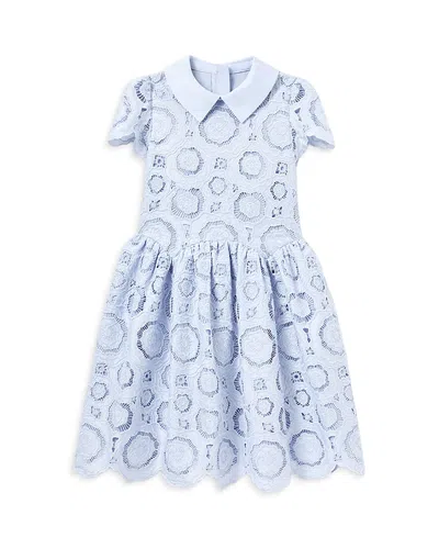 Self-portrait Girls' 3d Flower Lace Dress - Little Kid, Big Kid In Blue
