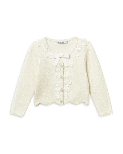 Self-portrait Kids' Sequinned Cardigan In Cream
