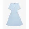 SELF-PORTRAIT SELF PORTRAIT GIRLS BLUE KIDS BOW-EMBELLISHED SEQUIN-THREAD KNITTED DRESS 3-12 YEARS