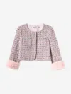 Self-portrait Self Portrait Girls Boucle Fur Jacket In Pink