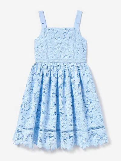 Self-portrait Babies' Girls Butterfly Lace Dress In Blue