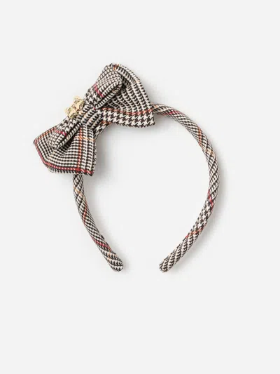 Self-portrait Kids' Girls Check Bow Headband In Brown