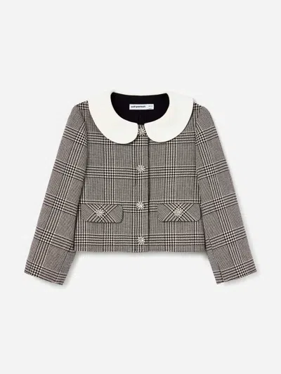 Self-portrait Kids' Self Portrait Girls Check Jacket In Black