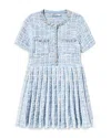 Self-portrait Embellished Tweed Dress In Blue