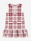 Self-portrait Girls Check Knit Dress In Red