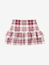 Self-portrait Girls Check Knit Skirt In White