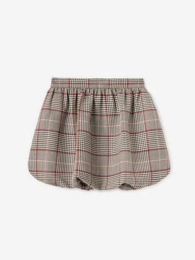 Self-portrait Kids' Girls Check Skirt In Brown