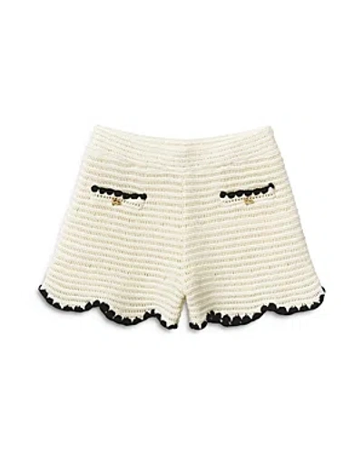 Self-portrait Kids Crochet Cotton-blend Shorts In Cream