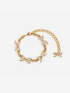 Self-portrait Girls Crystal Bow Bracelet In Gold