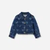 Self-portrait Denim Bow Printed Jacket In Blue