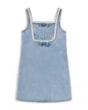 Self-portrait Bow-detail Embellished Denim Dress In Light Blue