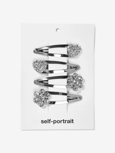 Self-portrait Babies' Girls Diamante Hairclip In Silver