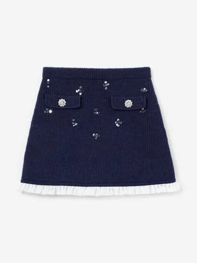 Self-portrait Kids' Self Portrait Girls Embellished Knit Skirt In Black