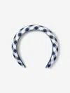 Self-portrait Girls Gingham Taffeta Headband In Blue